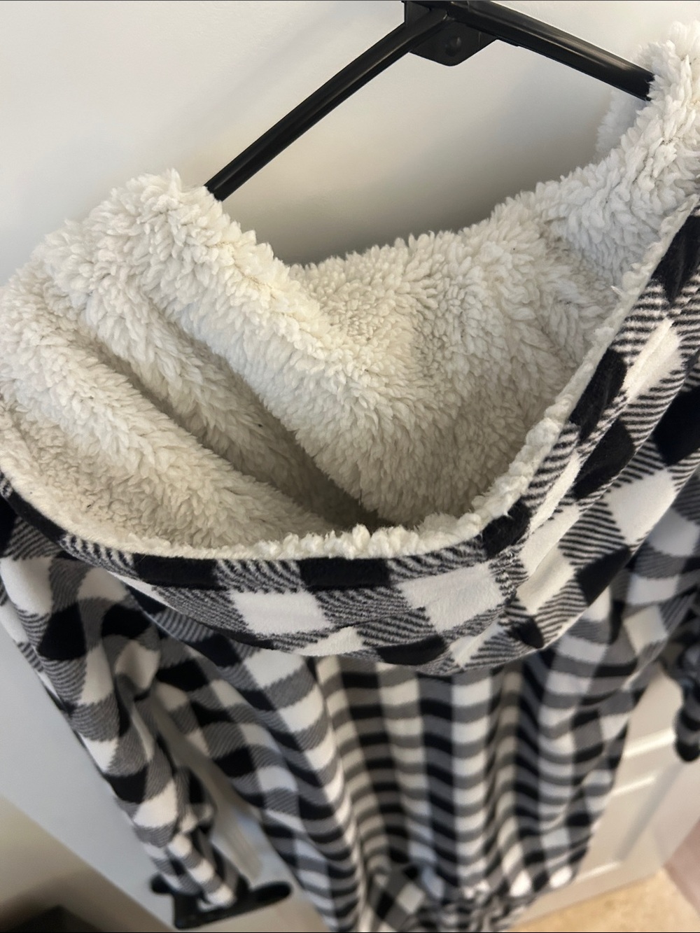 The Children's Place Black and White Buffalo Check Hooded Pajama Onesie - Picture 7 of 7